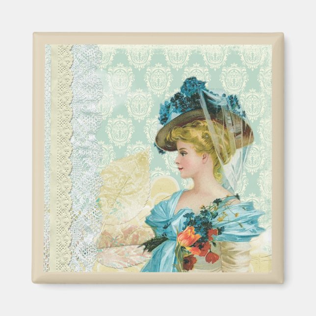 Victorian Lady Art Collage Magnet (Front)