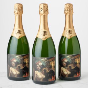 Victorian Lady & Florals in Her Hair Sparkling Wine Label