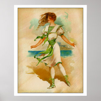 Victorian Lady in Bathing Costume Poster