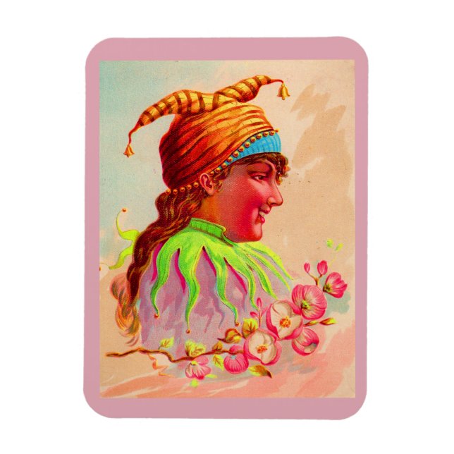 Victorian lady jester magnet (Vertical)