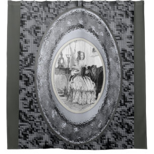 victorian lady mirror grey showercurtain hermother shower curtain