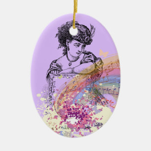 Victorian Lady Music ColorSplash Oval Ornament