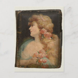 Victorian Lady Oil Painting Portrait on Album Postcard