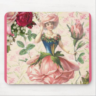 Victorian Lady Pink Rose Mouse Pad