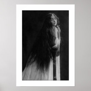 victorian lady prayer very long hair poster