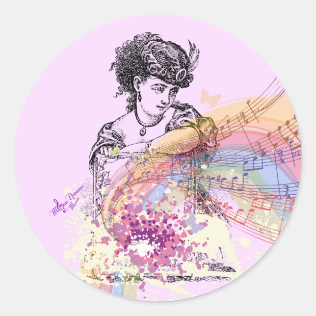 Victorian Lady PrettyPink Small Round Stickers (Front)