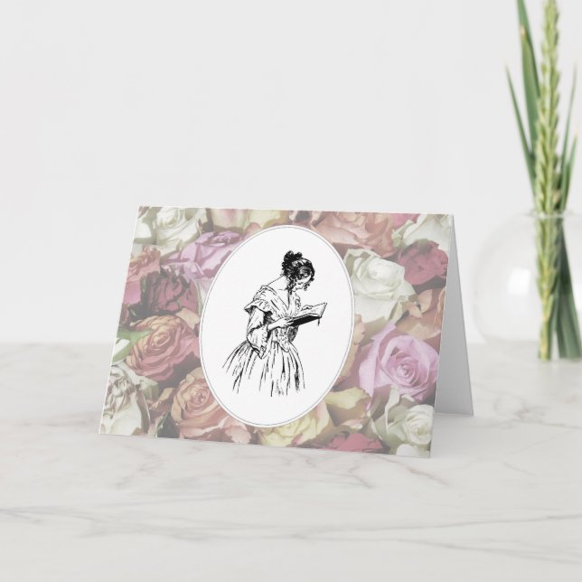 Victorian Lady Reading Card (Front)