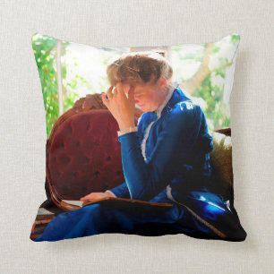 Victorian lady reading cushion