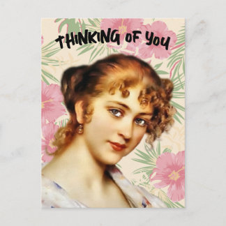VICTORIAN LADY THINKING OF YOU POSTCARD