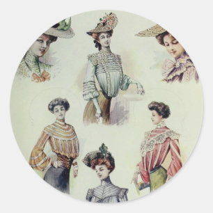 Victorian Lady – Vintage French Fashion – Blouses Classic Round Sticker