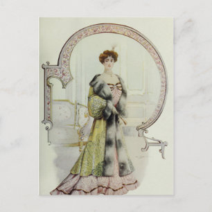 Victorian Lady–Vintage French Fashion–Peach Dr Postcard