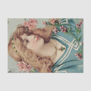 Victorian Lady w/ Pink Flowers in Her Hair Tissue Paper