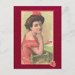 Victorian Lady Will You be my Valentine Postcard