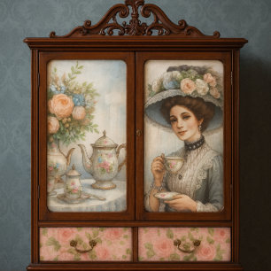 Victorian Lady with Floral Hat Tea Party Tissue Paper