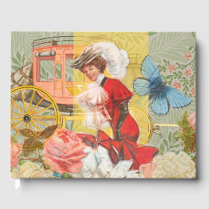 Victorian Lady Woman Elegant Rich Red Illustration Guest Book