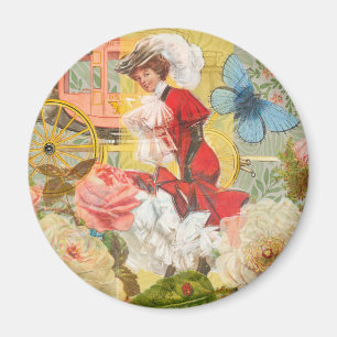Victorian Lady Woman Elegant Rich Red Illustration Magnet