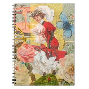 Victorian Lady Woman Elegant Rich Red Illustration Notebook