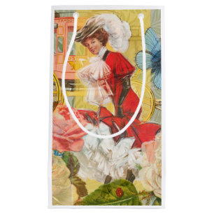 Victorian Lady Woman Elegant Rich Red Illustration Small Gift Bag