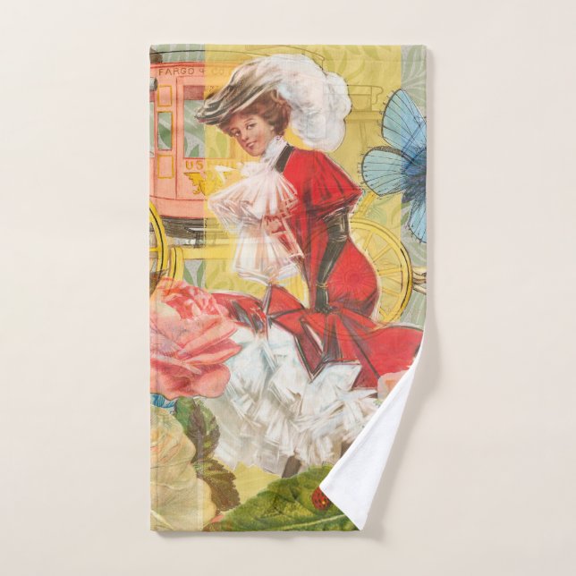 Victorian Lady Woman Fun Carriage Bath Towel Set (Hand Towel)