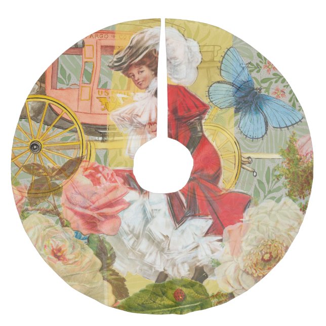 Victorian Lady Woman Fun Carriage Brushed Polyester Tree Skirt (Front)