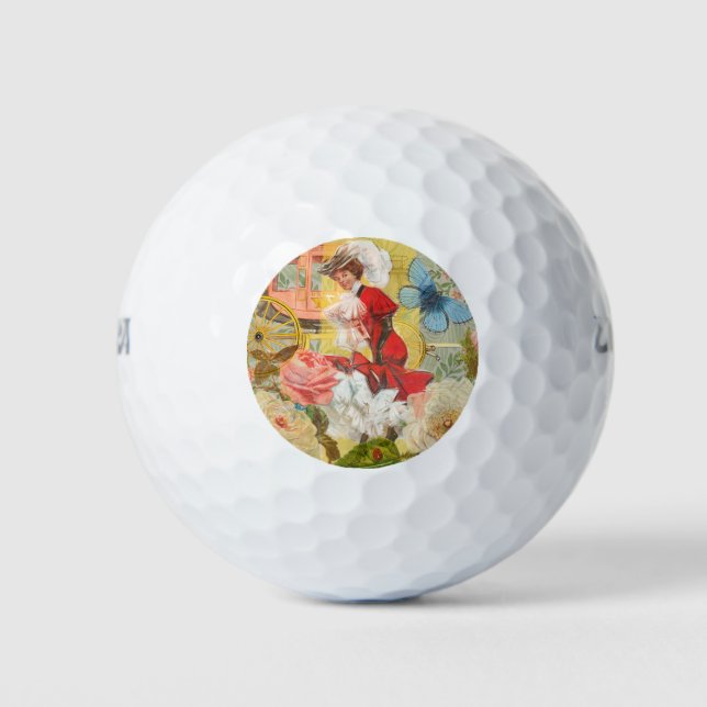 Victorian Lady Woman Fun Carriage Golf Balls (Front)