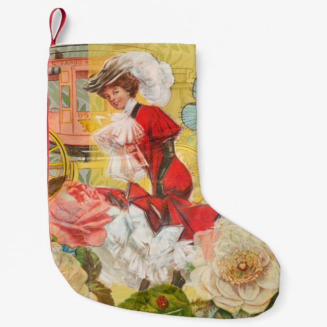 Victorian Lady Woman Fun Carriage Small Christmas Stocking (Front)