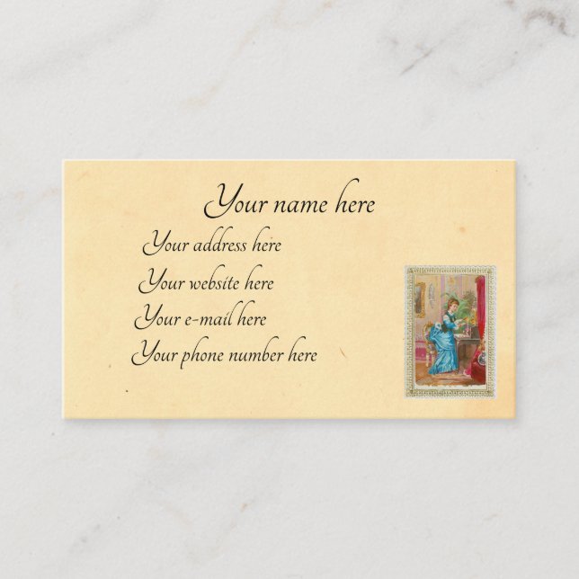 Victorian lady writer business card (Front)