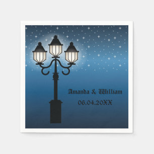 Victorian Lamp Post At Night With Stars Wedding Napkin
