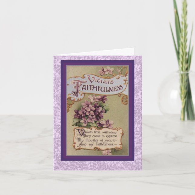 Victorian Language of Flowers Violets Faithfulness Card (Front)