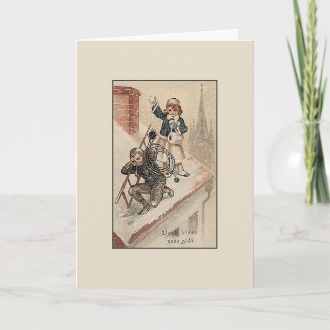 Victorian Latvian New Year Greeting Card (Front)