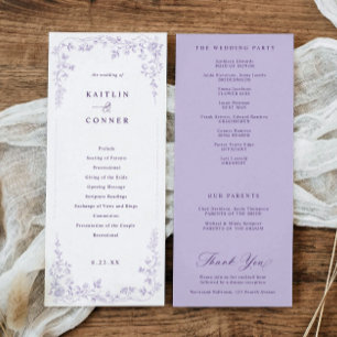 Victorian Lavender Purple French Floral Wedding Program