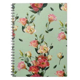 Victorian Lisianthus: Olive Floral Watercolor. Notebook