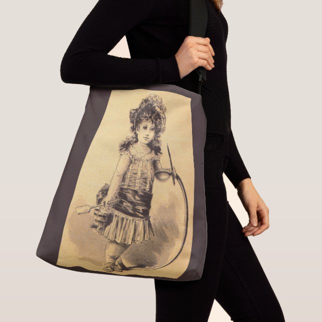 Victorian little girl print crossbody bag (Close Up)