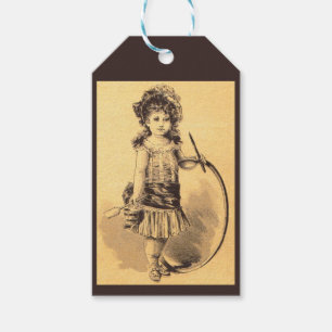 Victorian little girl print gift tags