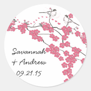 Victorian Love Bird Cherry Blossom Wedding Sticker