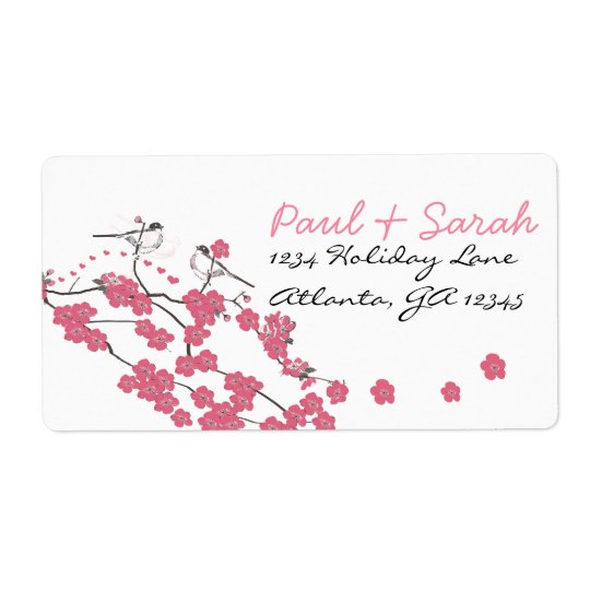 Victorian Love Bird Cherry Blossoms Wedding Lable Shipping Label