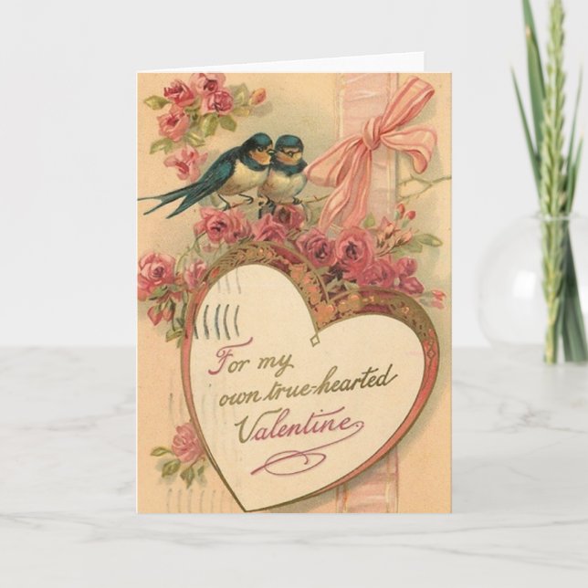 Victorian Love Birds Valentine's Day Card (Front)