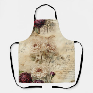 Victorian Love Letter Floral Parchment Apron