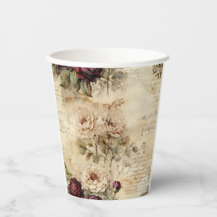 Victorian Love Letter Floral Parchment Paper Cups