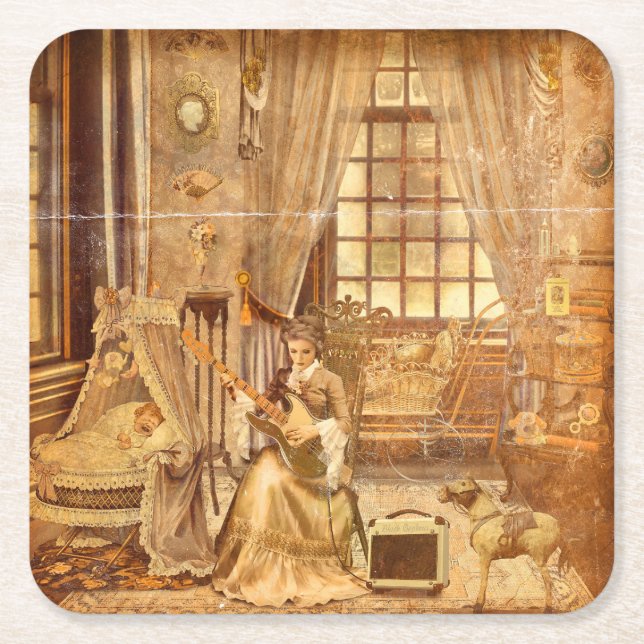 Victorian Lullaby Square Paper Coaster (Front)