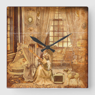 Victorian Lullaby Square Wall Clock