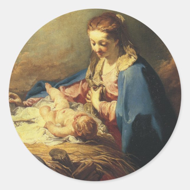 Victorian Madonna and Child Christmas sticker (Front)