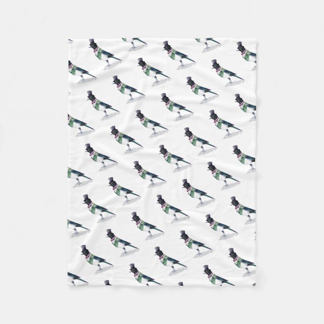 Victorian Magpie Bird Fleece Blanket (Front)