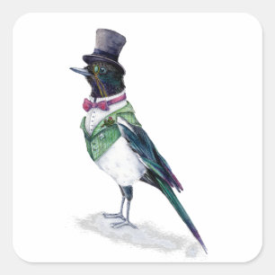 Victorian Magpie Bird Square Sticker