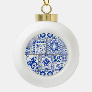 Victorian Majolica: Patchwork Tile Pattern. Ceramic Ball Christmas Ornament
