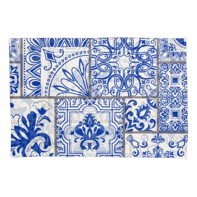 Victorian Majolica: Patchwork Tile Pattern. Pillowcase (Front)