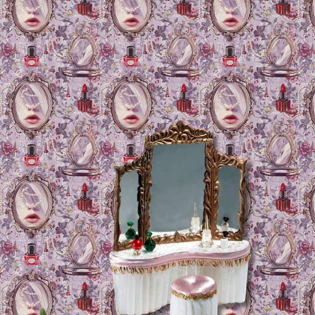 Victorian Makeup Vanity Floral Peel and Stick Wallpaper (Creator Uploaded)