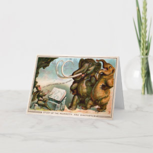 Victorian Mammoth and Dinotherium Christmas Card