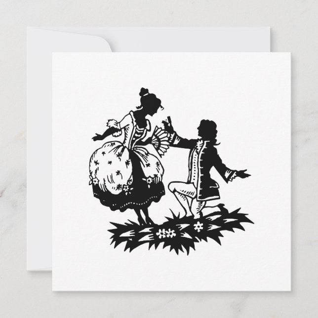 Victorian Man Proposing to Woman Silhouette Art Invitation (Front)