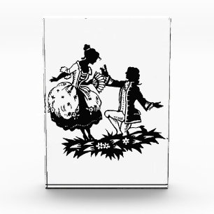 Victorian Man Proposing to Woman Silhouette Art Photo Block